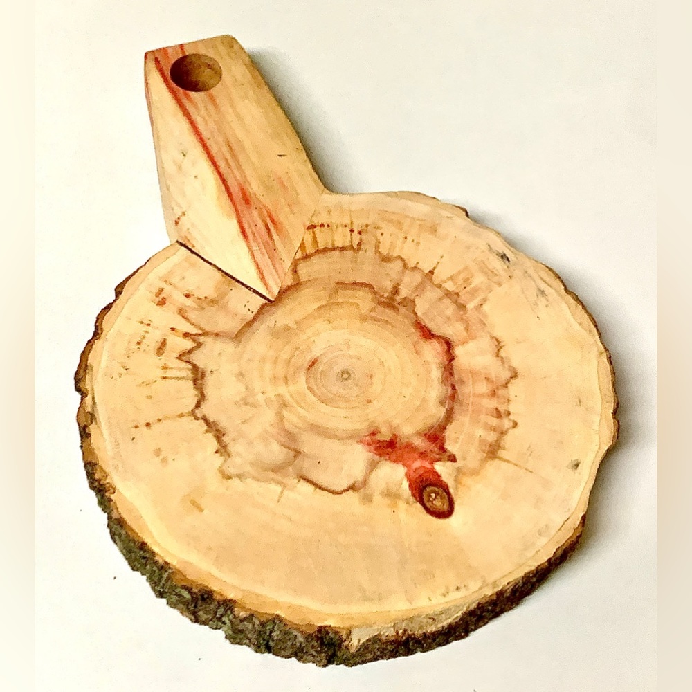 Raw Edge Live Wood Hand Crafted FLAMING BOX ELDER Handled Hot Pot Pad